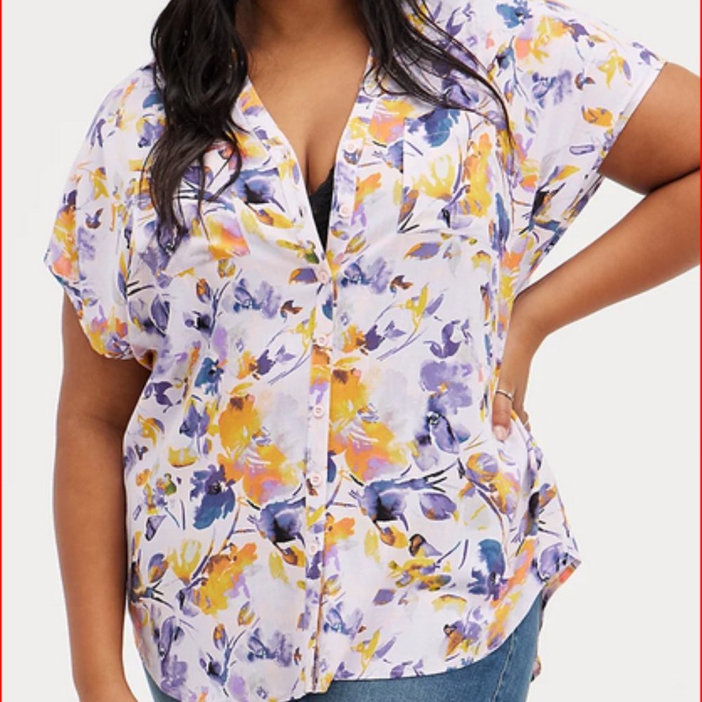 Torrid Dolman Blouse Floral Purple - SZ 2